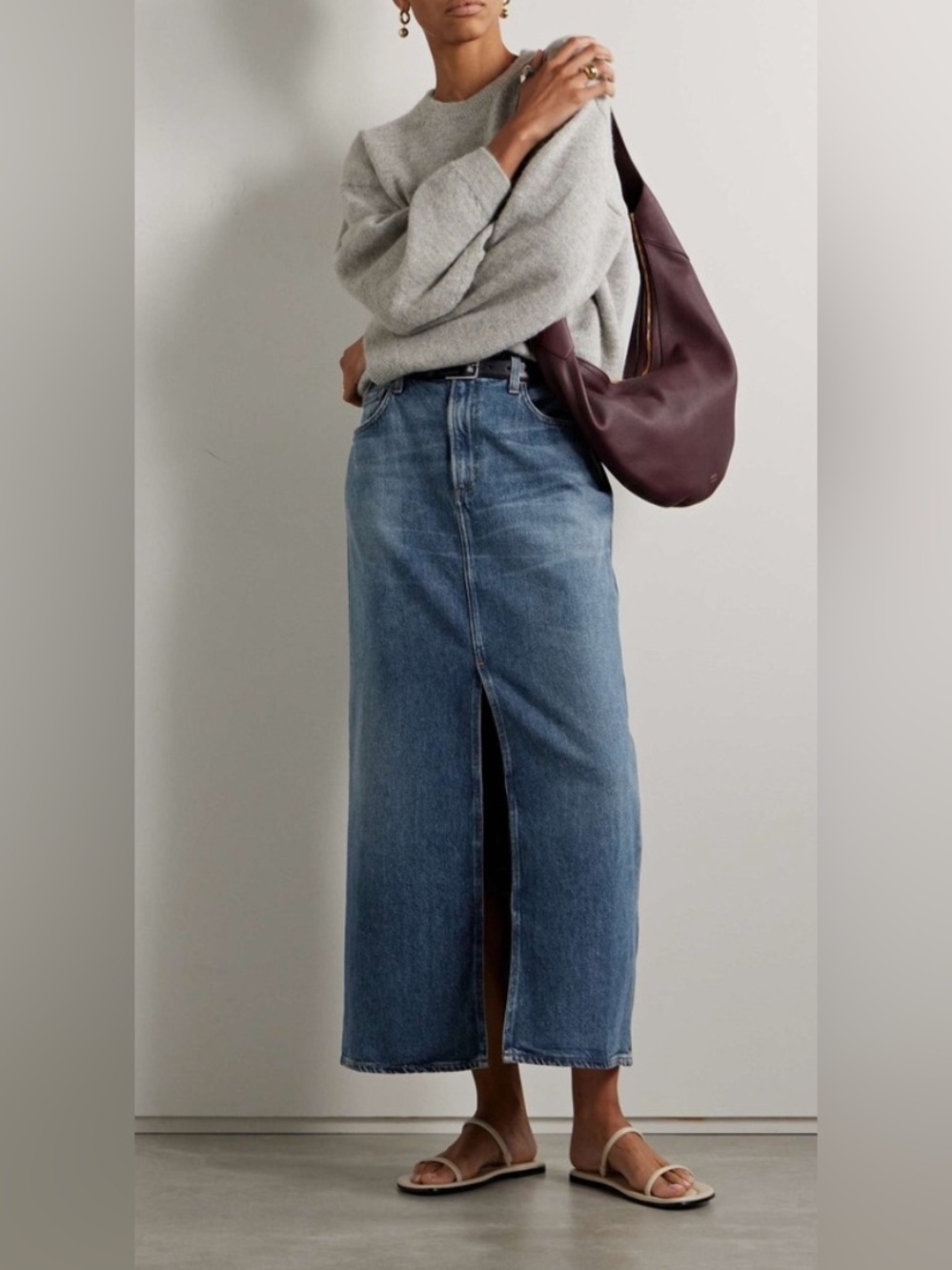 AGOLDE Vita Denim Maxi Skirt Medium Wash Size 28